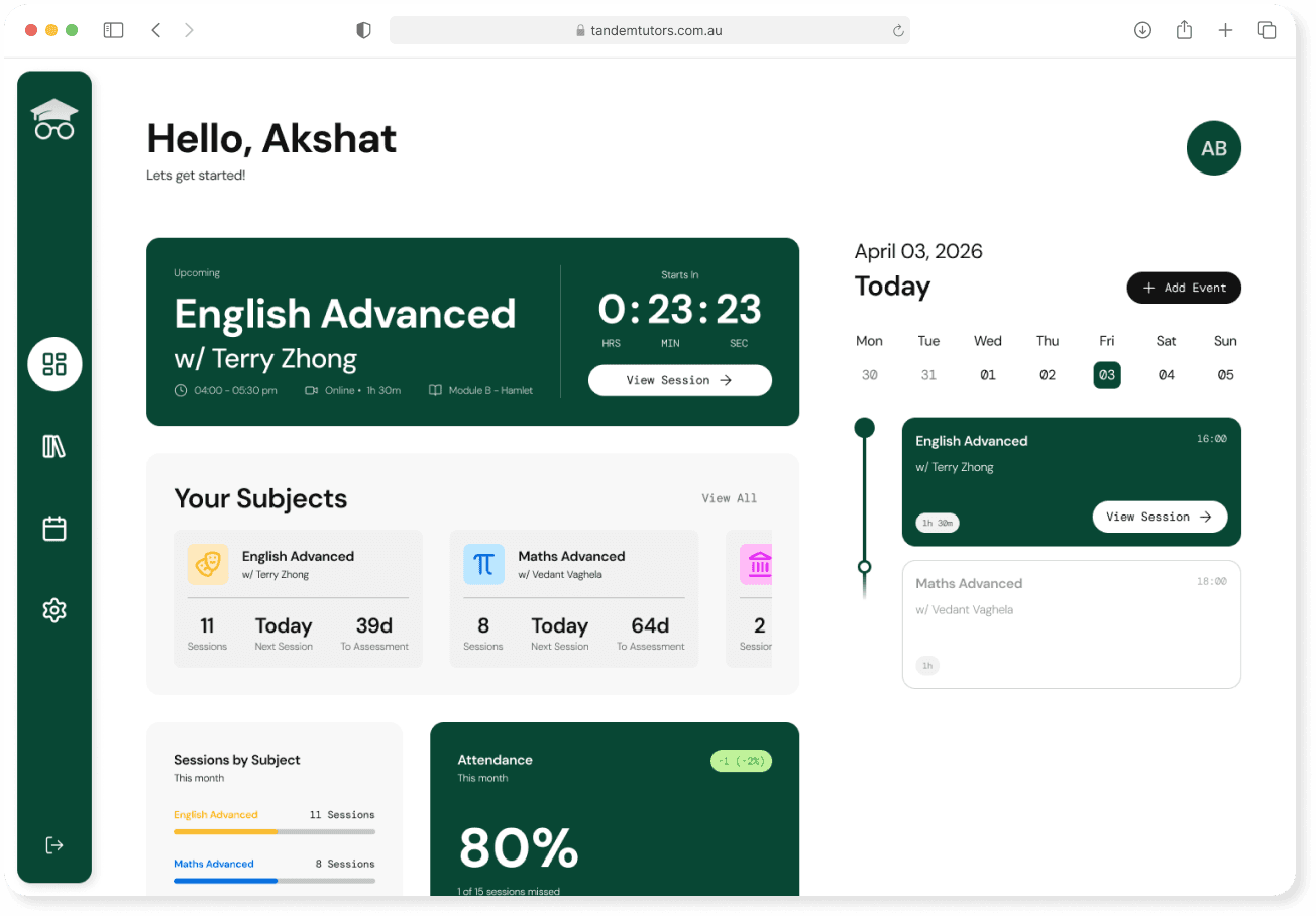 Student progress dashboard
